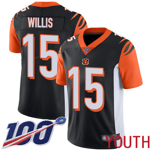 Cincinnati Bengals Limited Black Youth Damion Willis Home Jersey NFL Footballl 15 100th Season Vapor Untouchable
